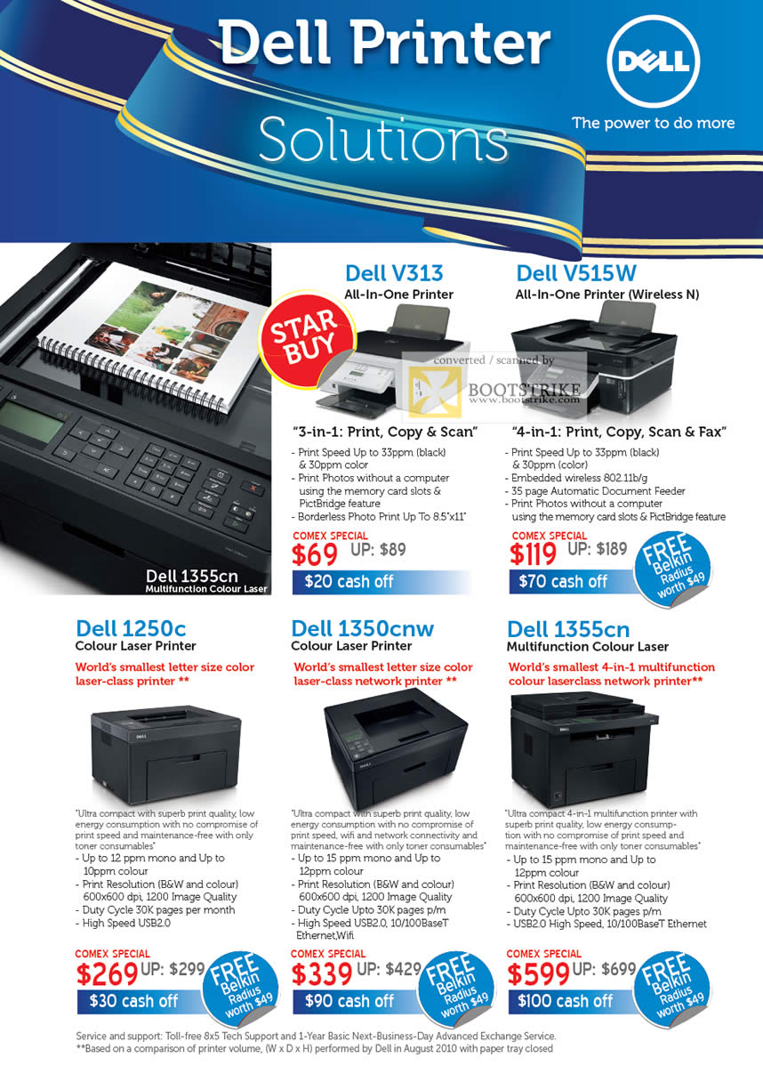 COMEX 2011 price list image brochure of Dell Printers Inkjet V313 V515W Laser 1250c 1350cnw 1355cn Colour