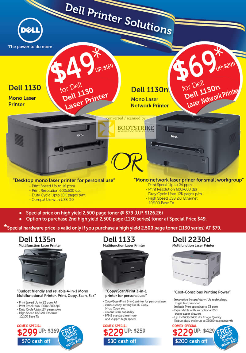 COMEX 2011 price list image brochure of Dell Printers Laser 1130 1130n 1135n 1133 2230d