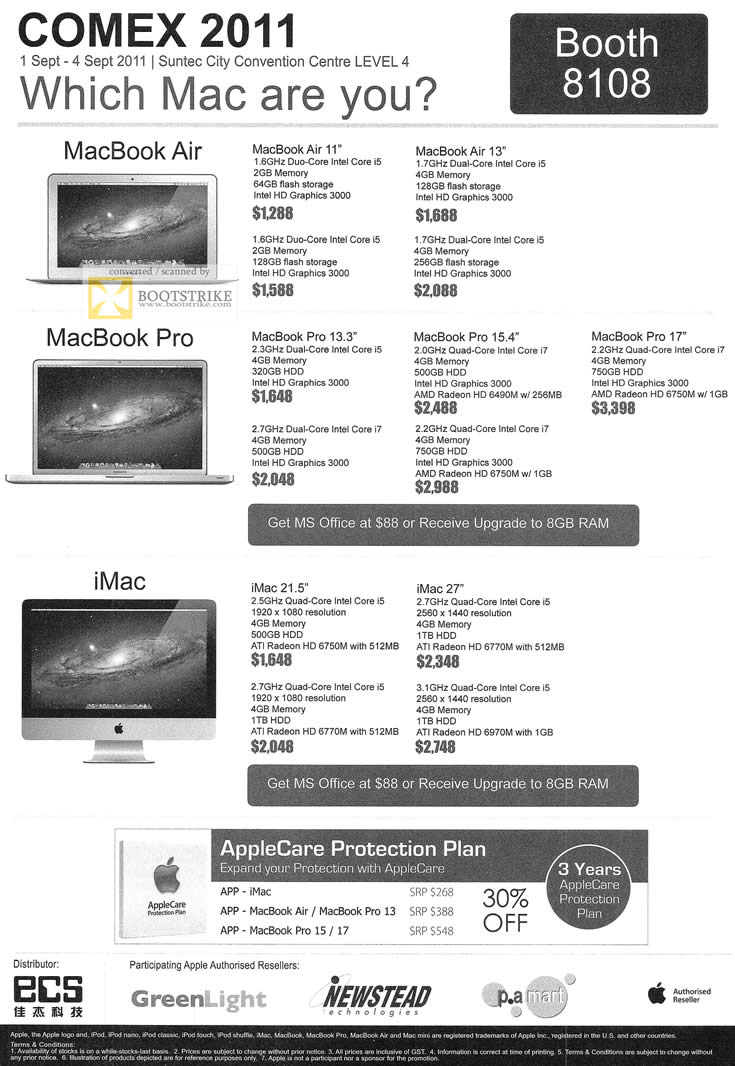 COMEX 2011 price list image brochure of ECS Pacific City Notebooks MacBook Air Pro IMac Desktop PC