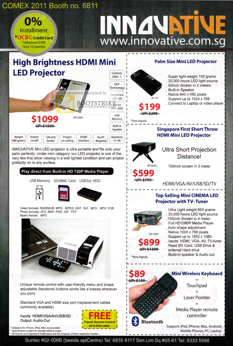 COMEX 2011 price list image brochure of Eastgear Innovative Mini LED Projector Palm Size HDMI Wireless Keyboard Bluetooth