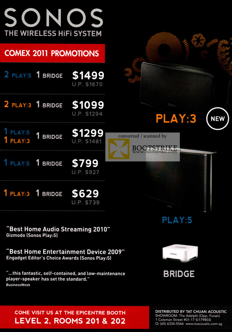 COMEX 2011 price list image brochure of EpiCentre Sonos Wireless Hifi System Play Bridge