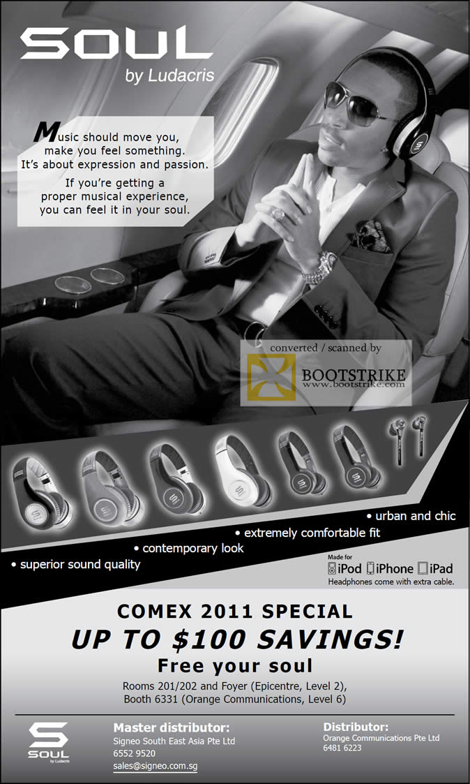 COMEX 2011 price list image brochure of EpiCentre Soul Orange Communications Ludacris Headphones Headset