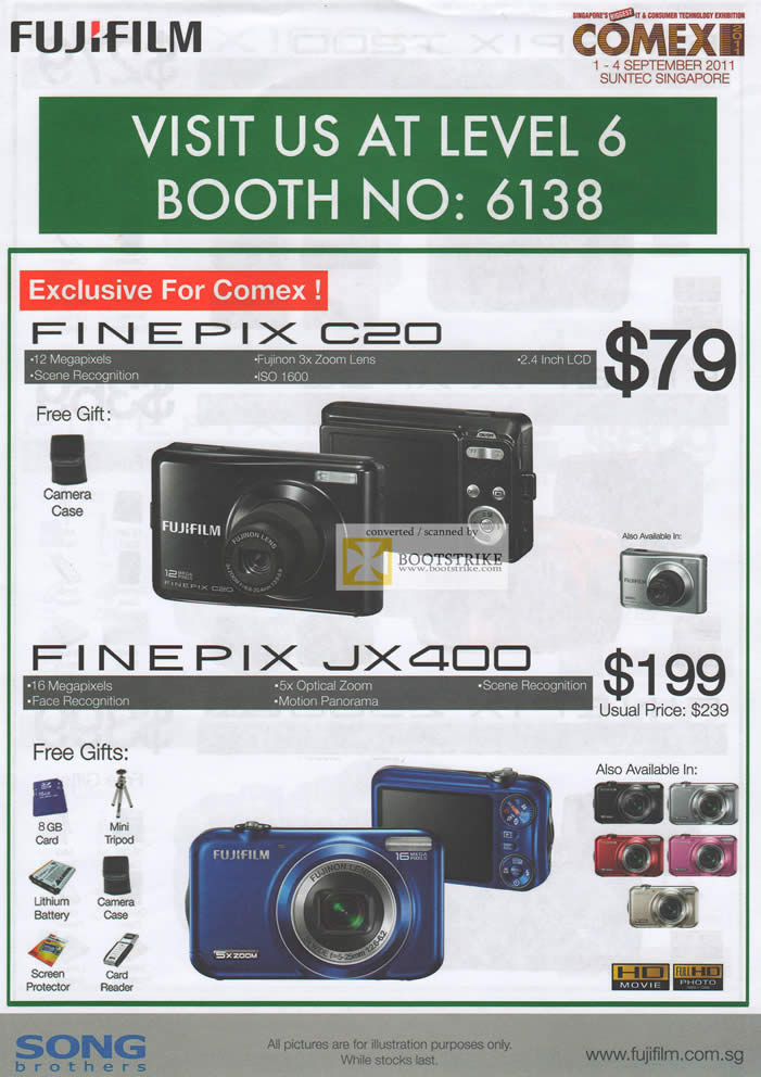 Giet medeleerling Overstijgen Fujifilm Digital Cameras Finepix C20 JX400 COMEX 2011 Price List Brochure  Flyer Image