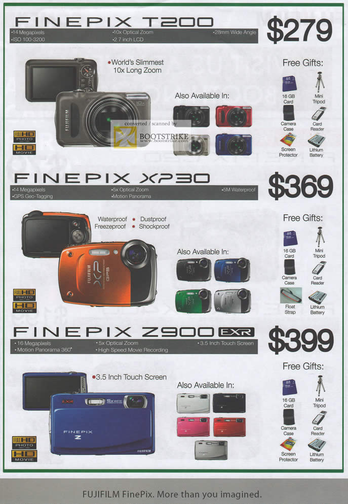 COMEX 2011 price list image brochure of Fujifilm Digital Cameras Finepix T200 XP30 Z900 EXR