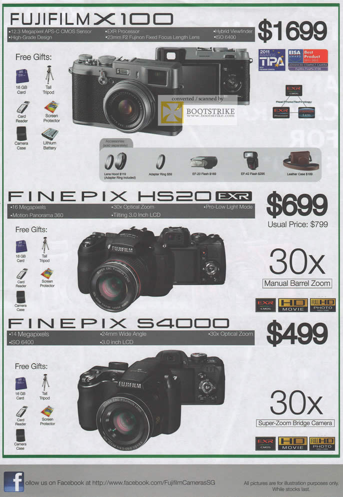 COMEX 2011 price list image brochure of Fujifilm Digital Cameras X100 Finepix HS20 EXR S4000