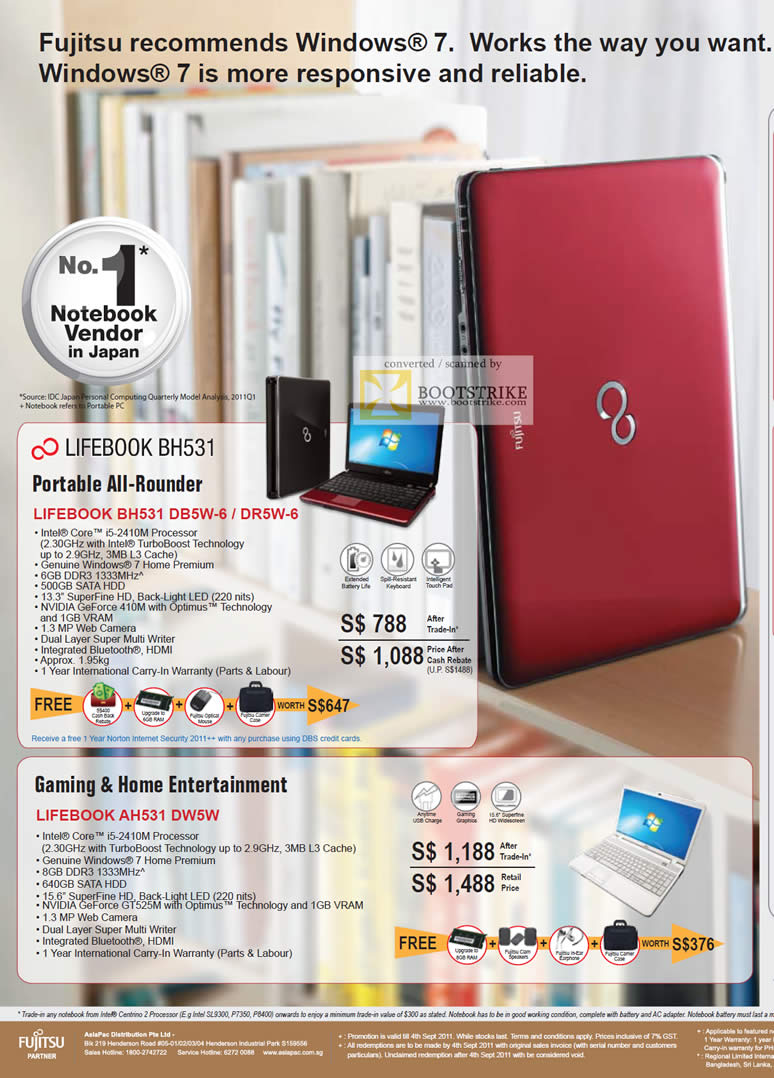 COMEX 2011 price list image brochure of Fujitsu Notebooks Lifebook BH531 DB5W DR5W-6 AH530 DW5W
