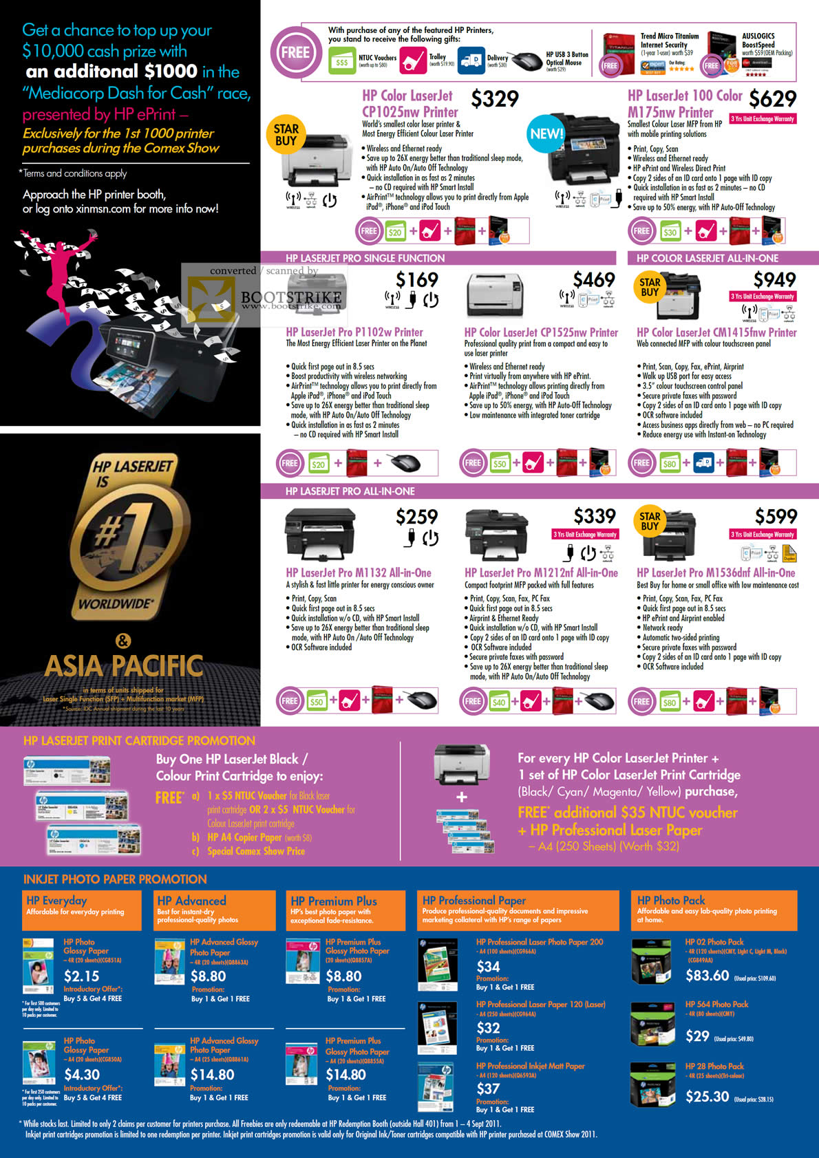 COMEX 2011 price list image brochure of HP Printers Laser LaserJet CP1025nw 100 M175nw P1102w CP1525nw CM1415fnw Pro M1132 M1212mf M1536dnf