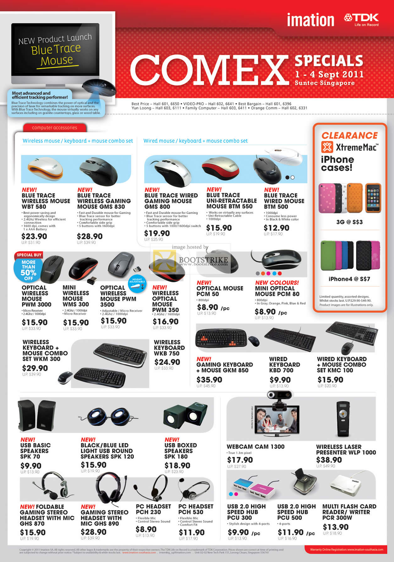COMEX 2011 price list image brochure of Imation Mouse Keyboard Wireless Laser Gaming XtremeMac IPhone Case Speakers Webcam Laser Presenter Headset USB Hub Card Reader