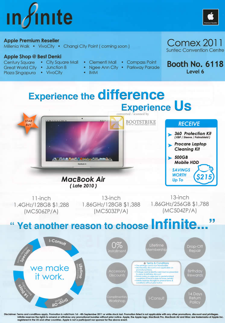 COMEX 2011 price list image brochure of Infiniti Apple Notebooks MacBook Air