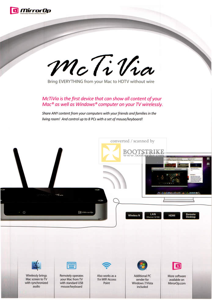 COMEX 2011 price list image brochure of Infinity MirrorOp McTiVia Mac Windows Wireless TV