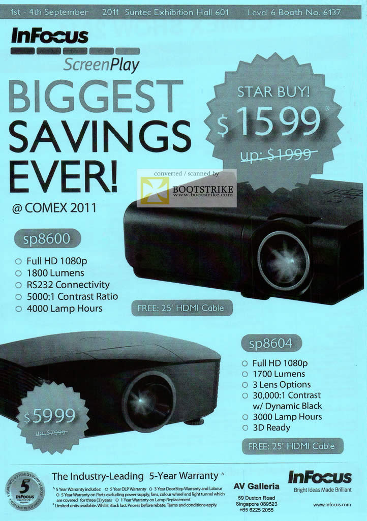 COMEX 2011 price list image brochure of Infocus Projectors ScreenPlay SP8600 SP8604