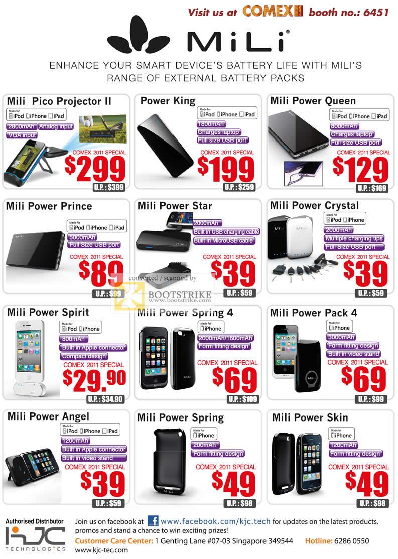 COMEX 2011 price list image brochure of KJC IPhone Case Skin MiLi Pico Projector Power King Charger Queen Prince Star Crystal Spirit Spring 4 Power Pack Angel Spring Skin