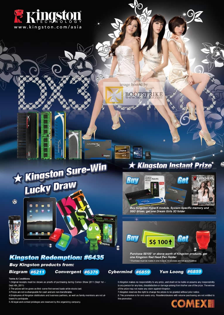 COMEX 2011 price list image brochure of Kingston Sure-Win Lucky Draw Instant Prize Redemption Bizgram Convergent Cybermind Yun Loong
