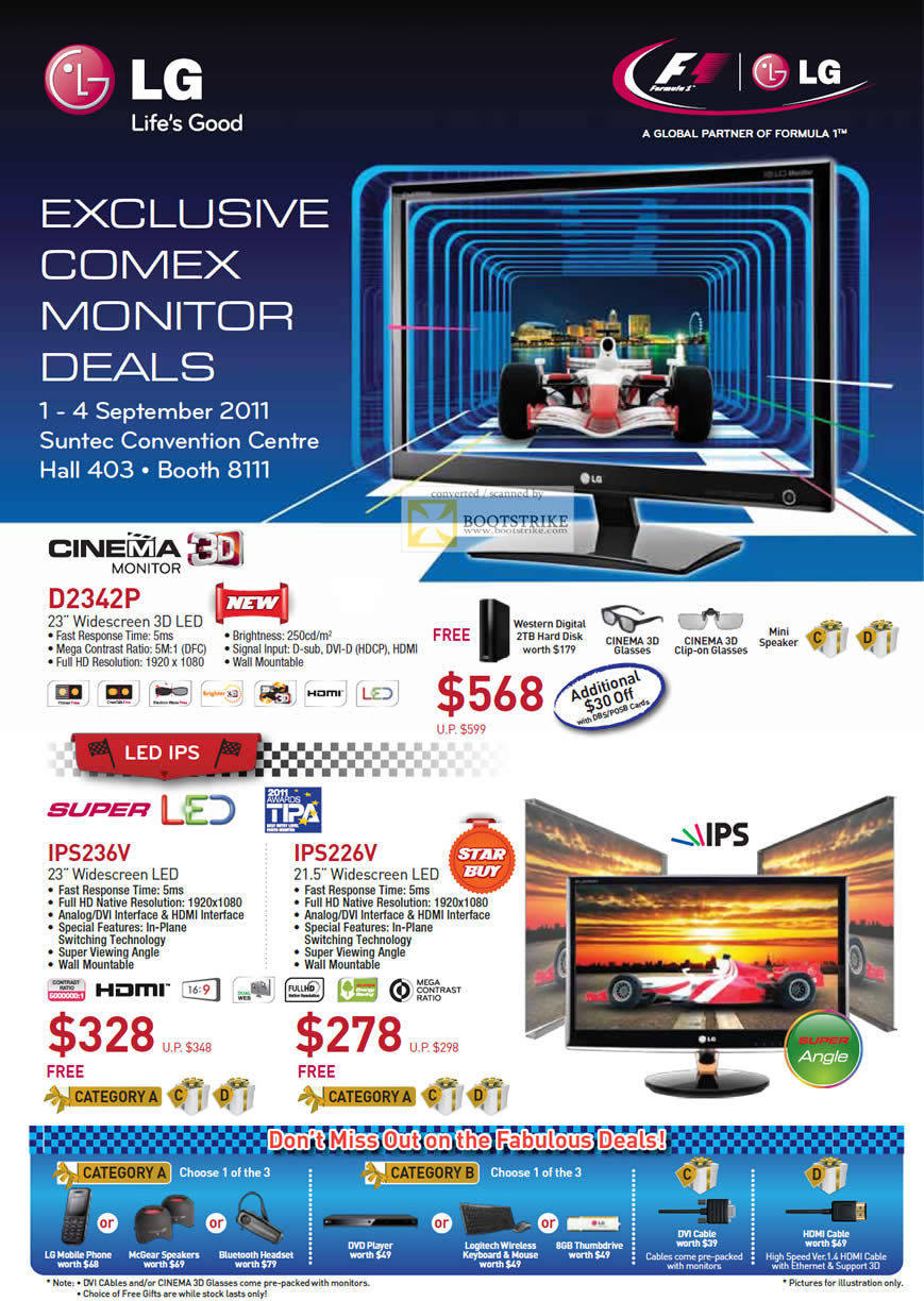 COMEX 2011 price list image brochure of LG Monitors 3D D2342P IPS236V IPS226V LED IPS