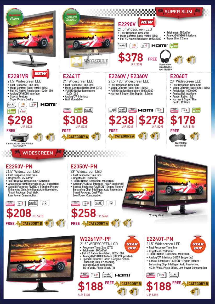 COMEX 2011 price list image brochure of LG Monitors E2290V E2281VR 2441T E2260V E2360V E2060T E2250V PN 2350V W2261VP-PF E2240T-PN