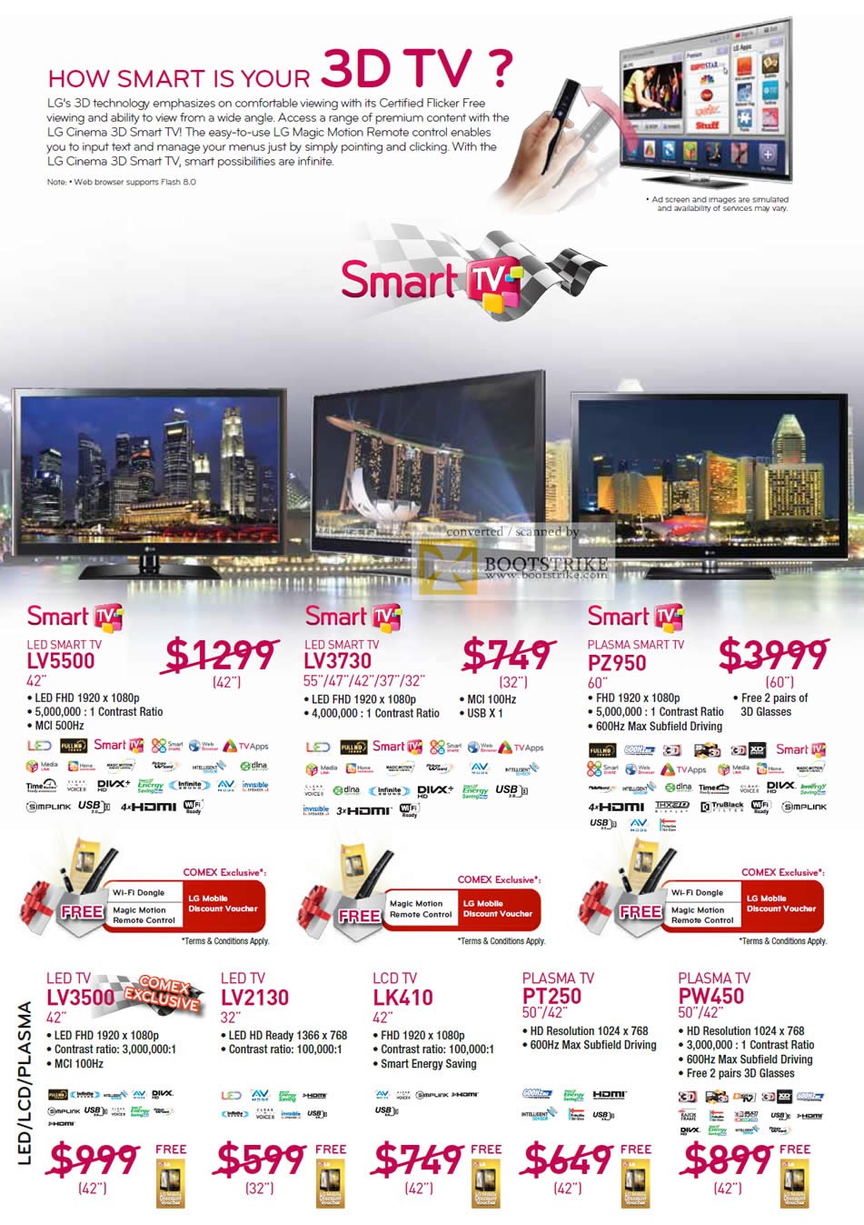 COMEX 2011 price list image brochure of LG Smart TV LED LV5500 LV3730 Plasma PZ950 LV3500 LV2130 LCD LK410 PT250 PW450