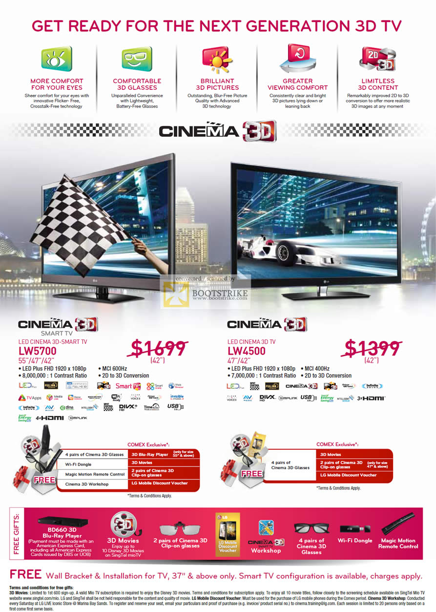 COMEX 2011 price list image brochure of LG TV Cinema 3D LW5700 LW4500