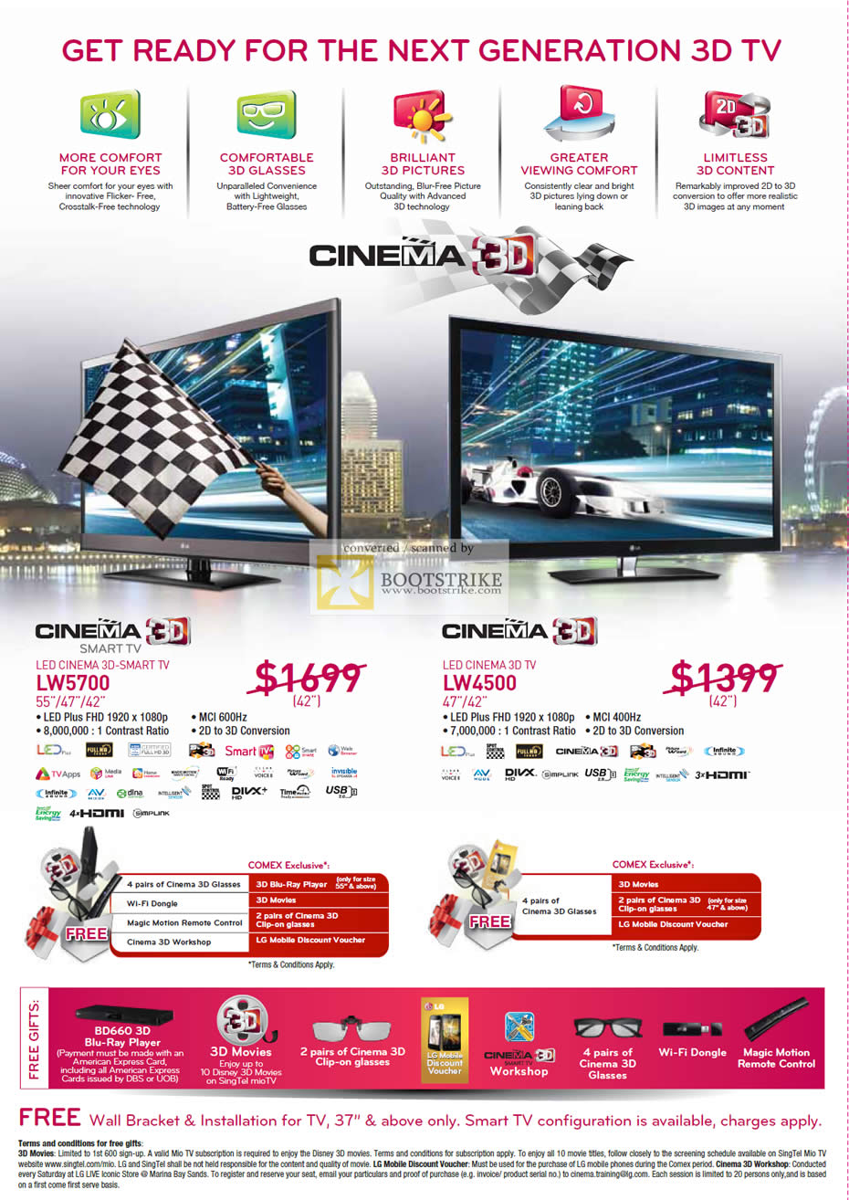 COMEX 2011 price list image brochure of LG TV LW5700 LW4500 Cinema 3D Smart