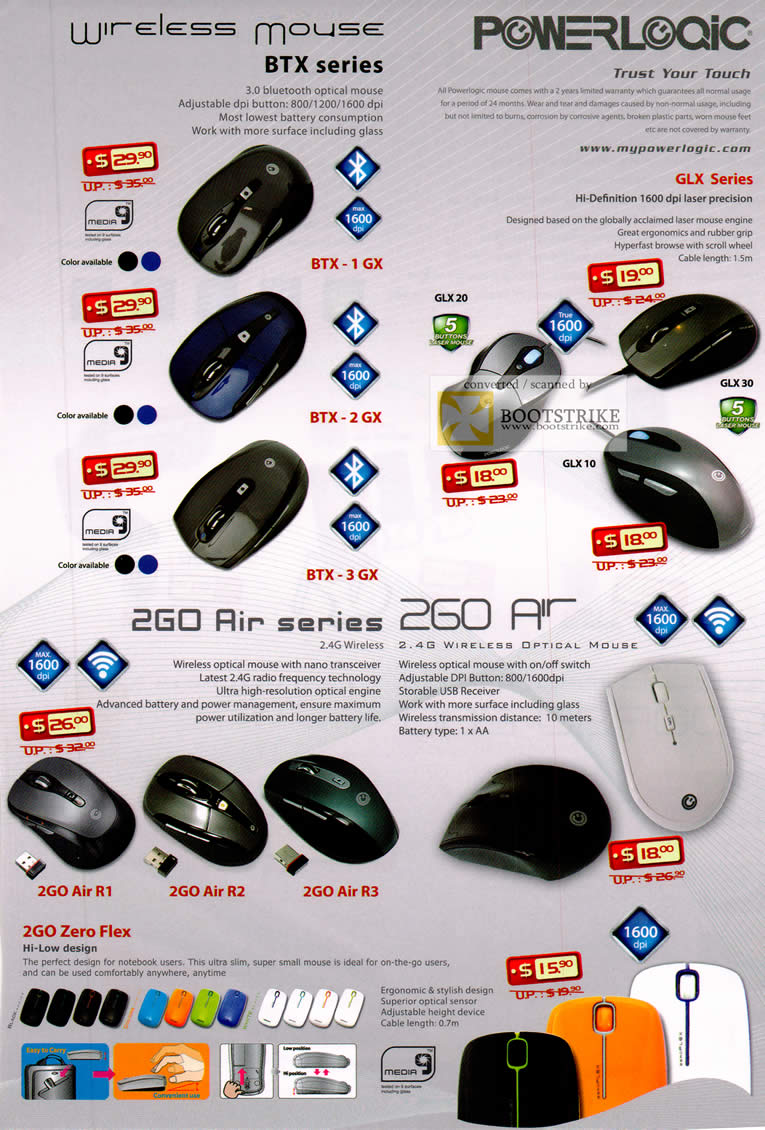 COMEX 2011 price list image brochure of Leap Frog Powerlogic Wireless Mouse BTX Bluetooth 2GO Air 1 GX 2 3 GLX Air R3
