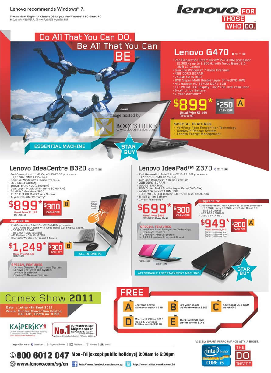 COMEX 2011 price list image brochure of Lenovo Notebooks Desktop PC IdeaCentre G470 B320 Z370