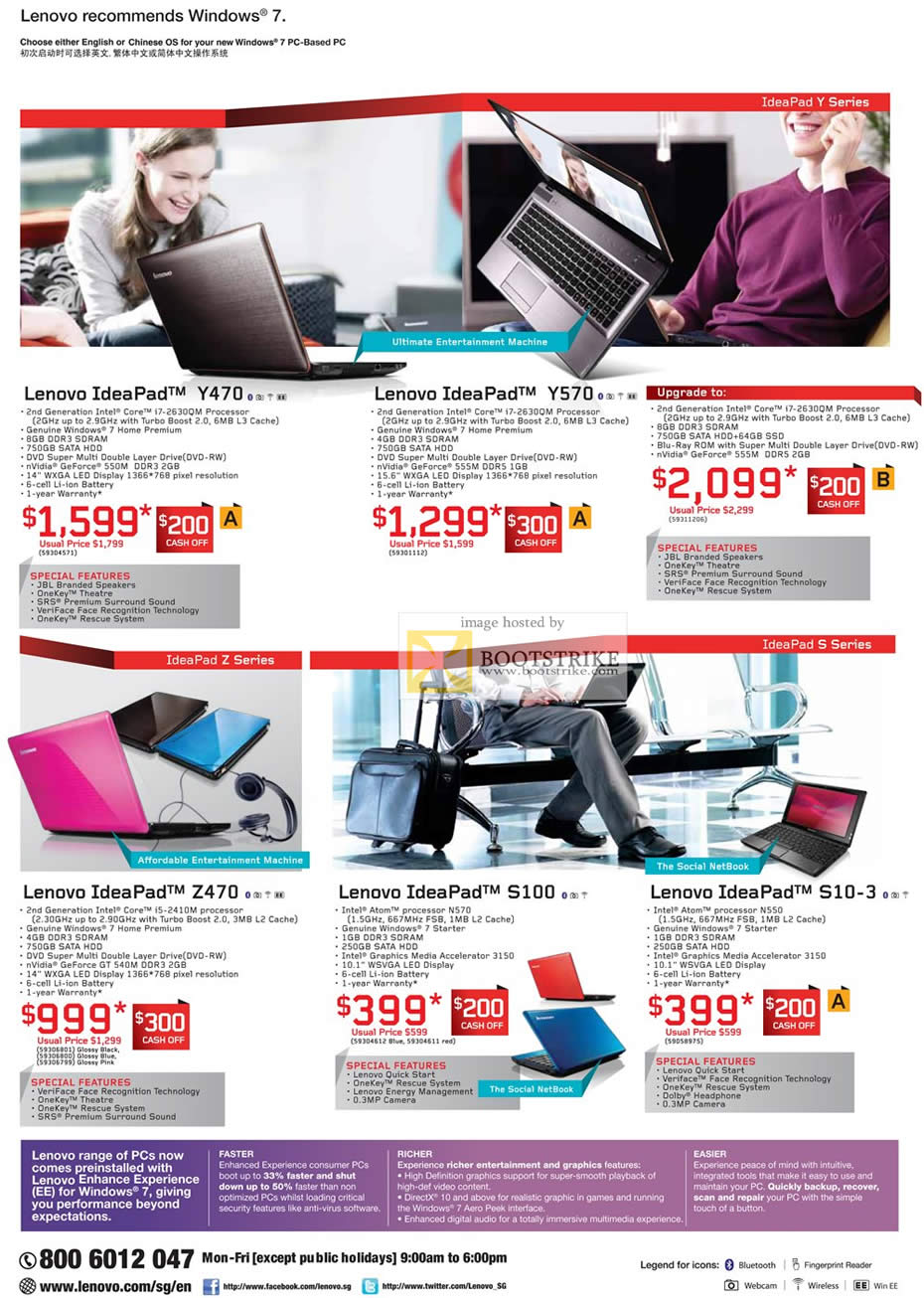 COMEX 2011 price list image brochure of Lenovo Notebooks IdeaPad Y470 Y570 Z470 S100 Netbook S10-3
