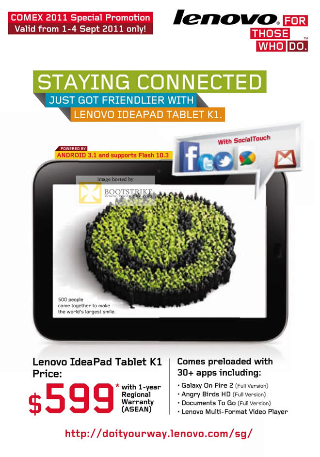 COMEX 2011 price list image brochure of Lenovo Tablet Ideapad K1