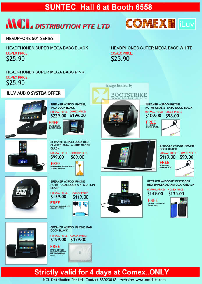 COMEX 2011 price list image brochure of MCL Headphone 501 Series ILuv Audio System Speaker Ipod Dock IPhone IPad