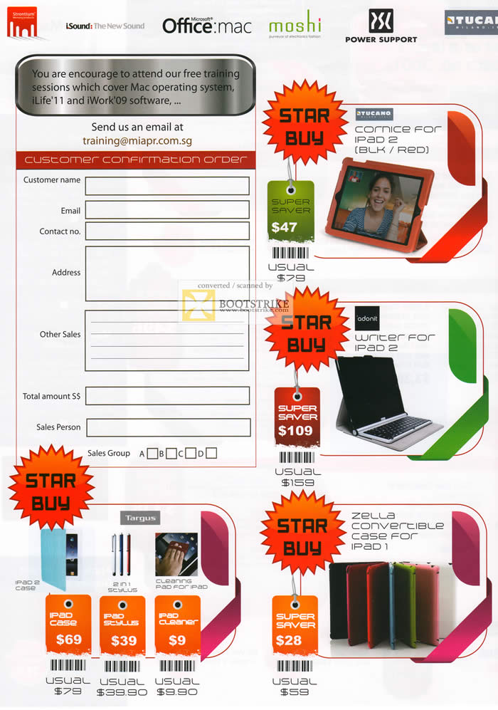 COMEX 2011 price list image brochure of Multimedia Cornice IPad 2 Writer Targus Case Stylus Cleaning Pad Zella Convertible