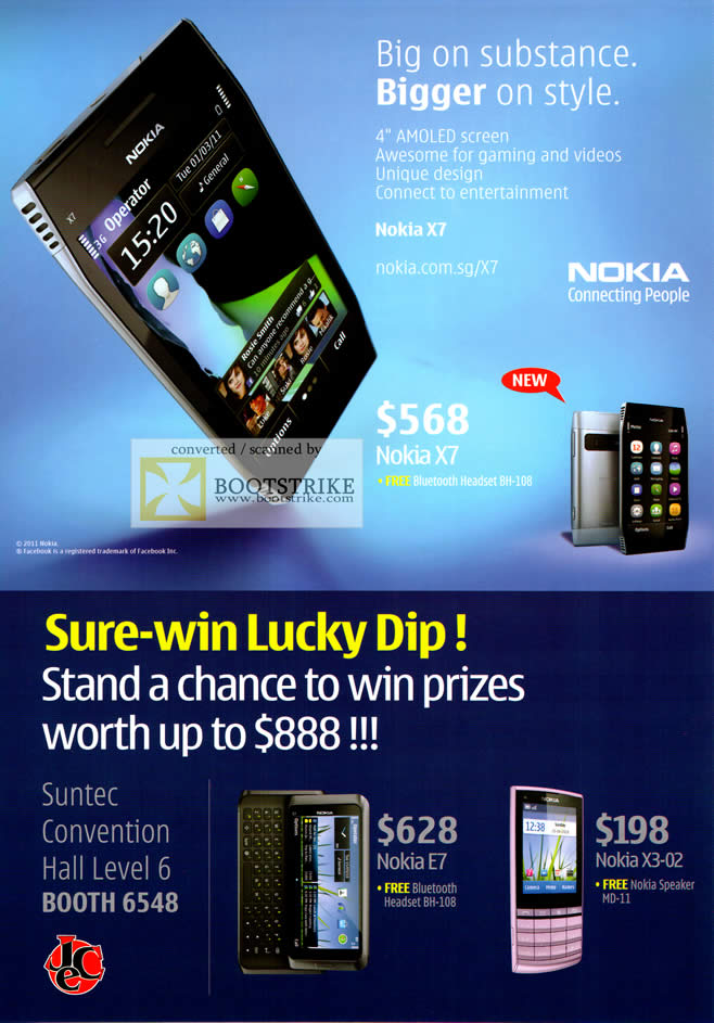 COMEX 2011 price list image brochure of Nokia Smartphones X7 E7 X3-02