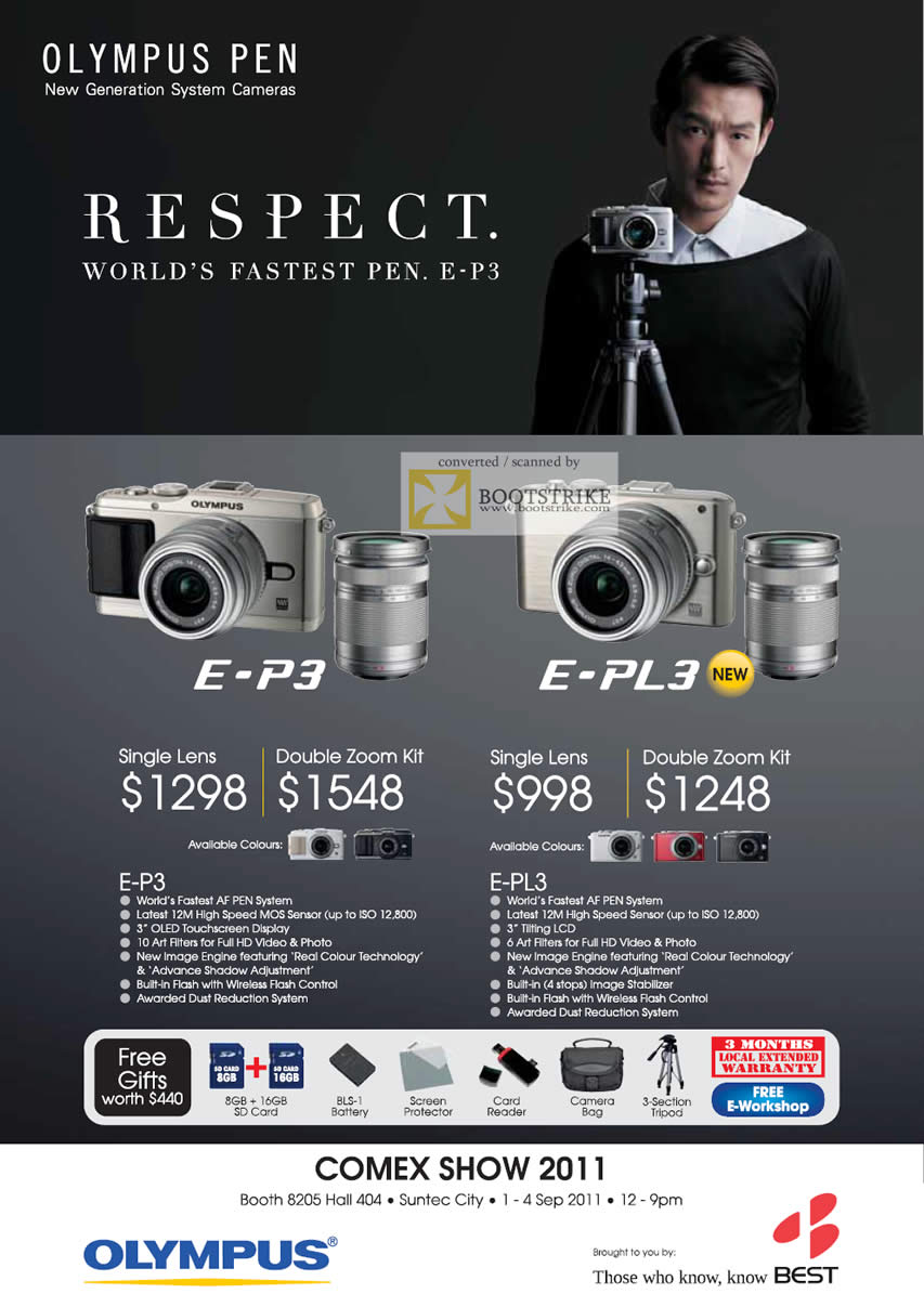 COMEX 2011 price list image brochure of Olympus Digital Cameras Pen E-P3 E-PL3