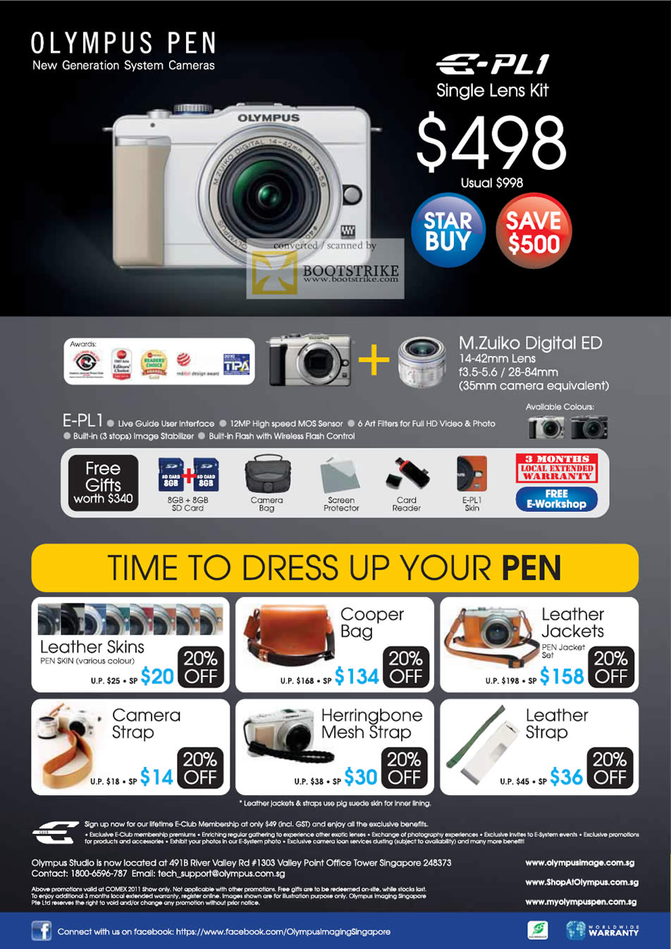 COMEX 2011 price list image brochure of Olympus Digital Cameras Pen E-PL1 Single Lens Kit