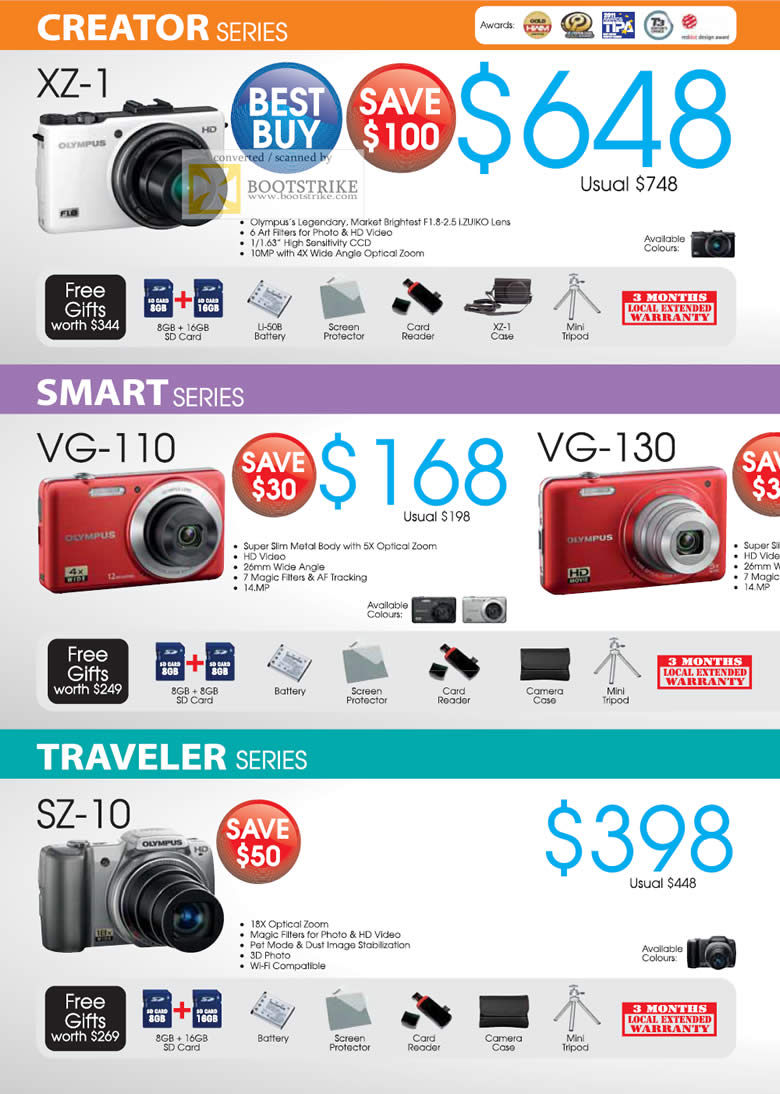 COMEX 2011 price list image brochure of Olympus Digital Cameras XZ-1 VG-110 VG-130 SZ-10