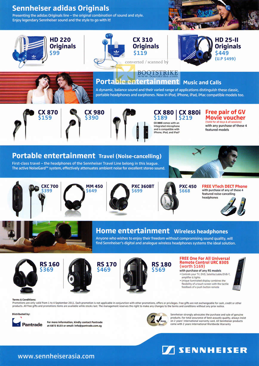COMEX 2011 price list image brochure of Pantrade Sennheiser Adidas Earphones HD 220 CX 310 HD 25-II 870 980 880 880i CXC 700 MM 450 PXC 360BT 350 RS 160 170 180