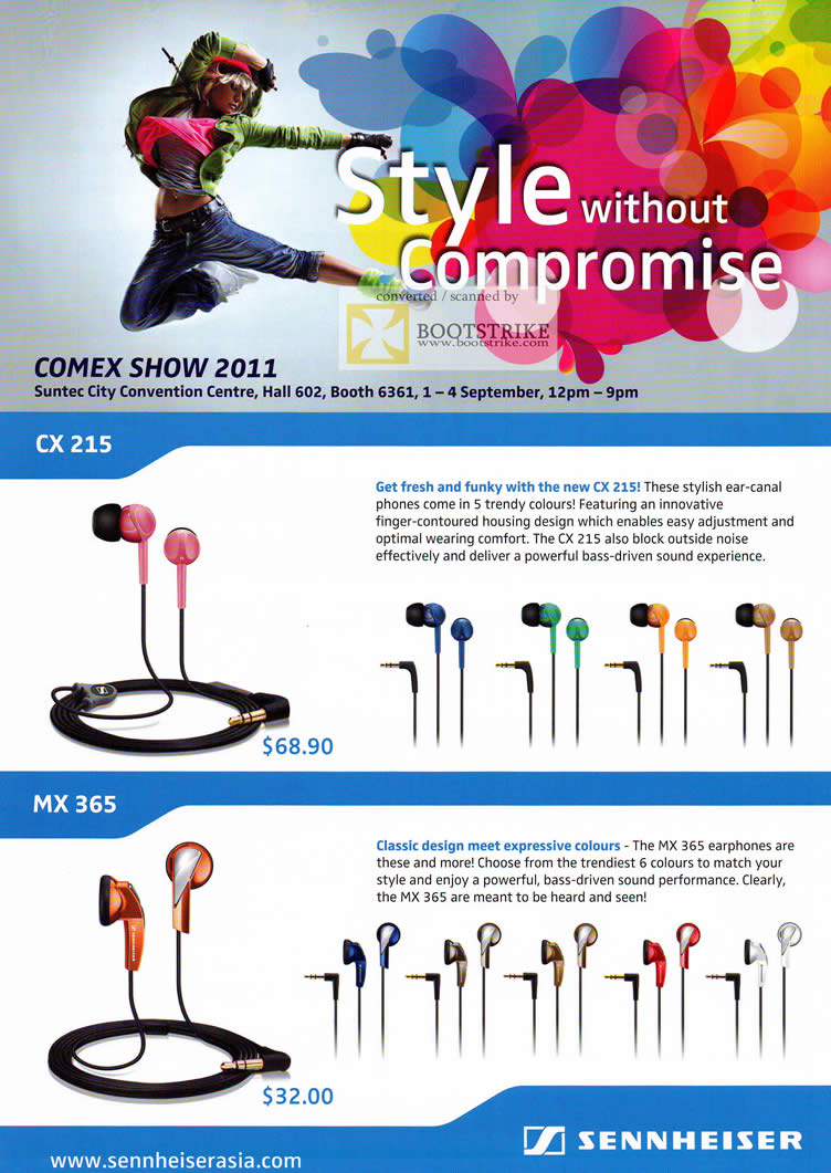 COMEX 2011 price list image brochure of Pantrade Sennheiser Earphones CX 215 MX 365
