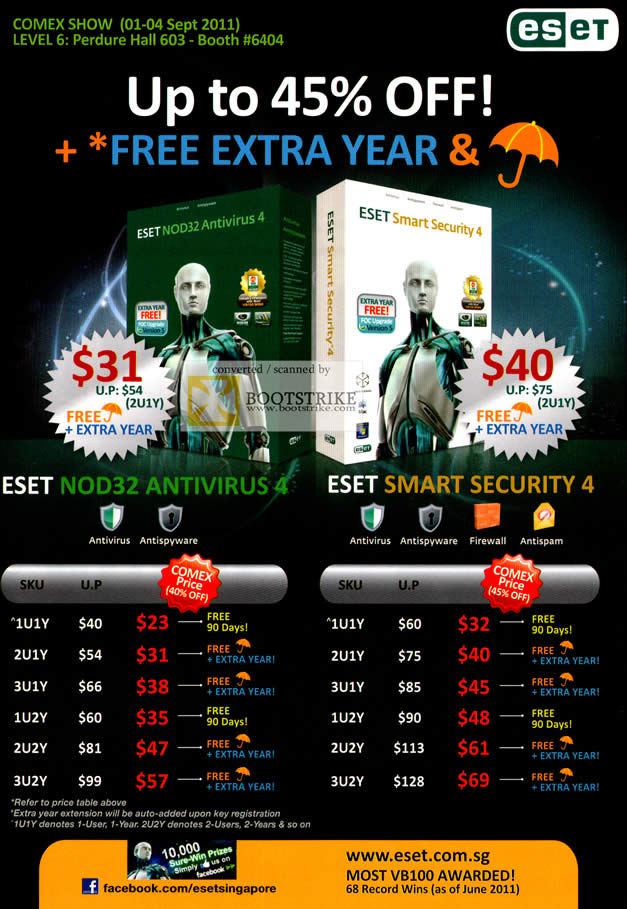 COMEX 2011 price list image brochure of Perdure Eset NOD32 Anti Virus 4 Smart Security 4