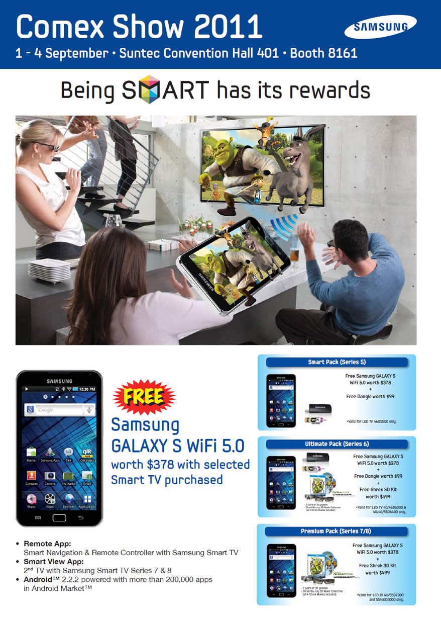 COMEX 2011 price list image brochure of Samsung TV Free Galaxy S Wifi 5.0