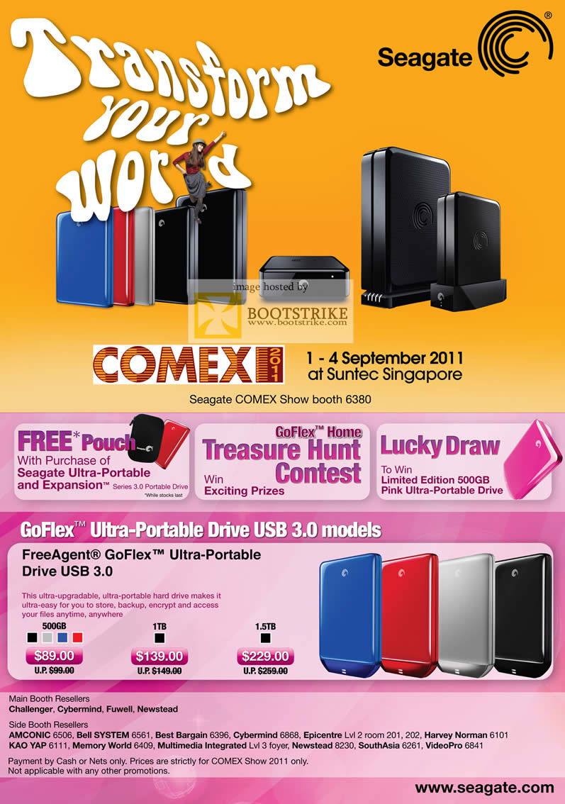 COMEX 2011 price list image brochure of Seagate External Storage FreeAgent GoFlex USB3