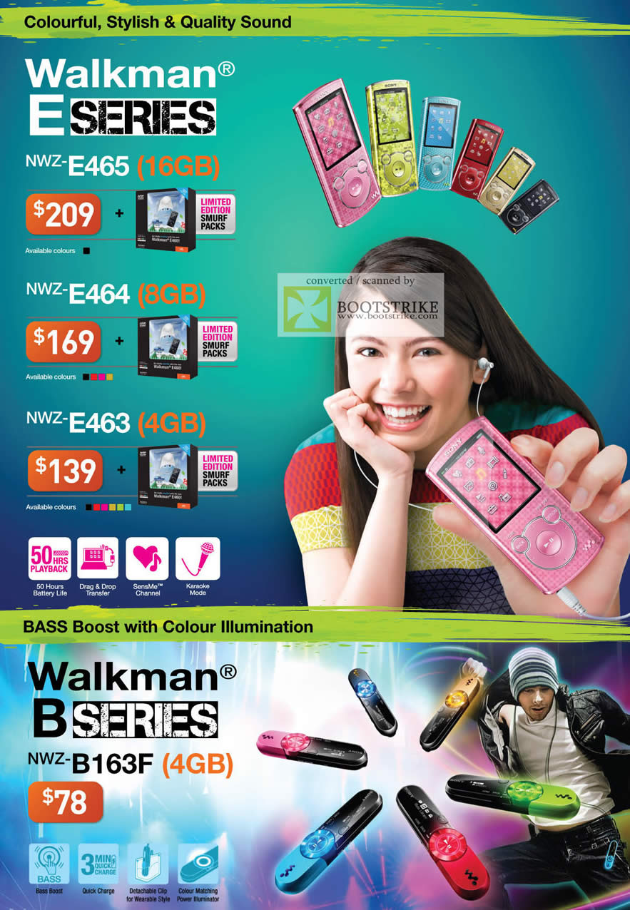 COMEX 2011 price list image brochure of Sony Walkman E Series NWZ E465 E464 E463 B163F