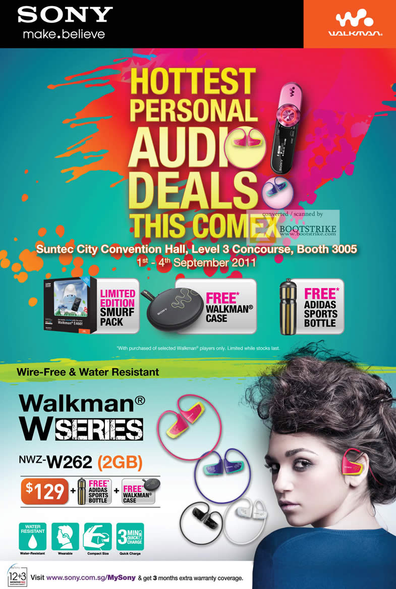 COMEX 2011 price list image brochure of Sony Walkman NWZ-W262 2GB W Series