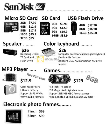COMEX 2011 price list image brochure of Star Media Life Memory Card MicroSD SDCard USB Flash Speaker MP3 Player Digital Photo Frame