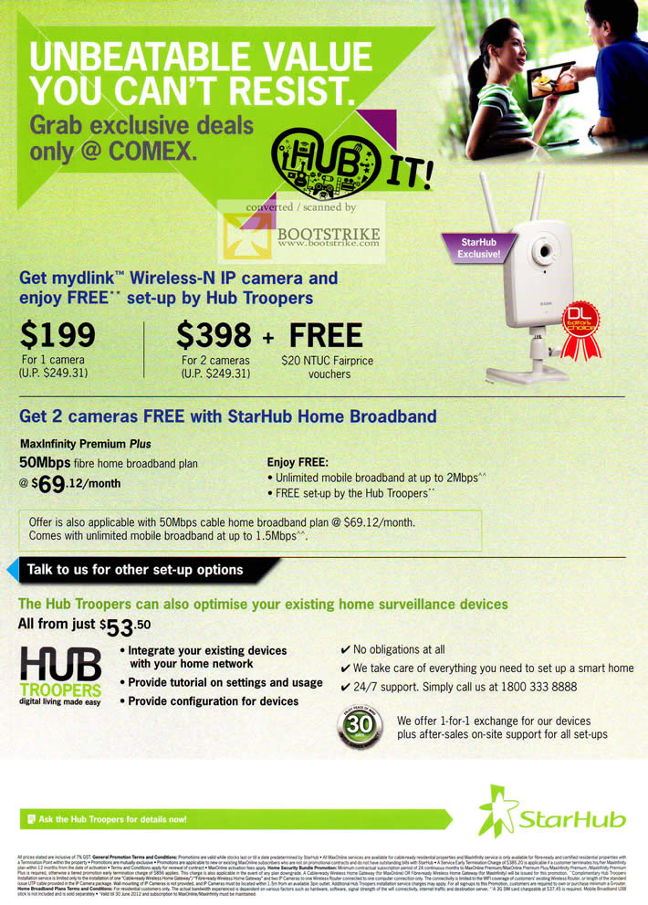 COMEX 2011 price list image brochure of Starhub Free MyDlink Wireless IPCam Home Broadband Hub Troopers