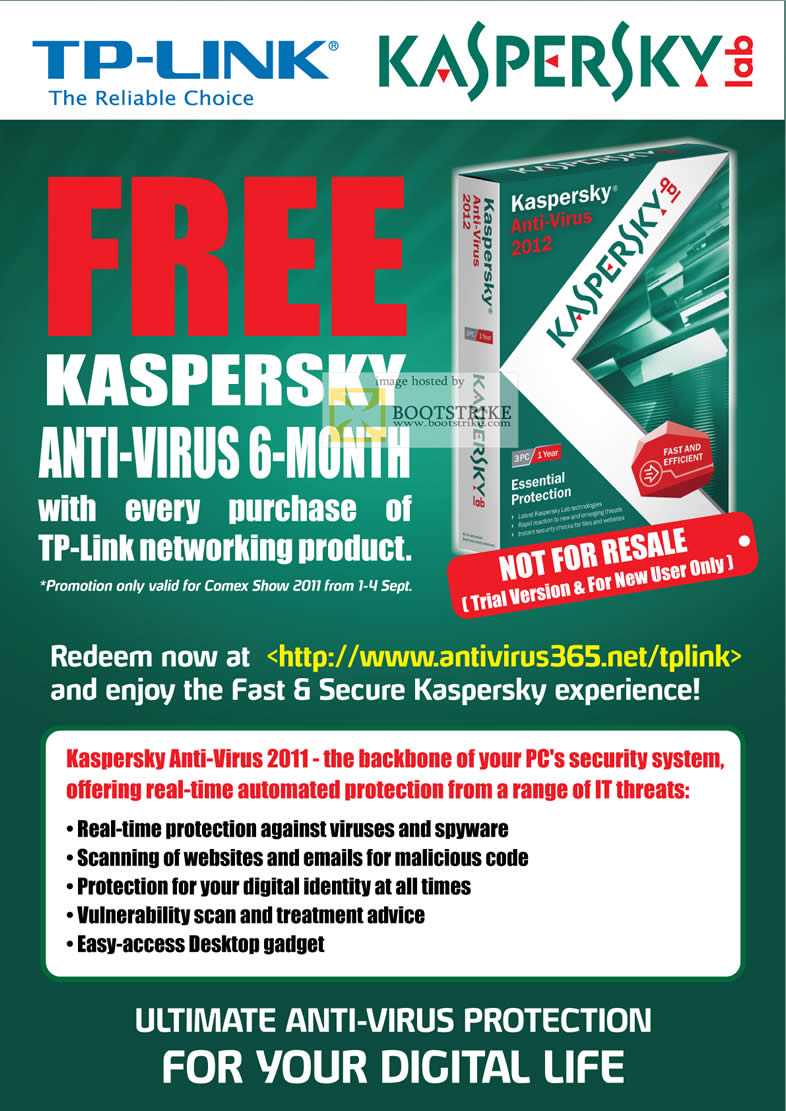 COMEX 2011 price list image brochure of TechLane TP-Link Free Kaspersky Anti Virus 2011