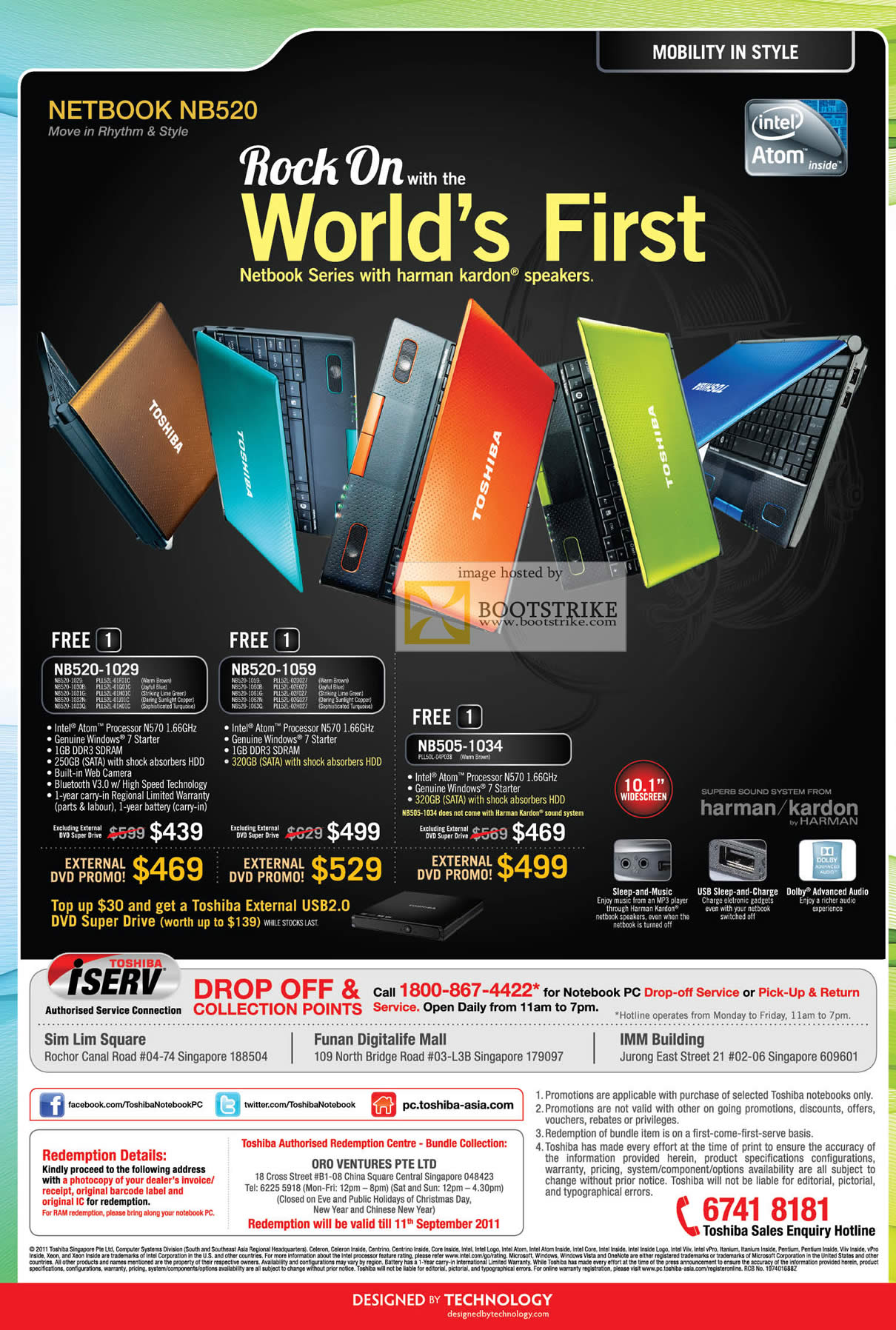 COMEX 2011 price list image brochure of Toshiba Notebooks Netbook NB520-1029 1059 NB505-1034