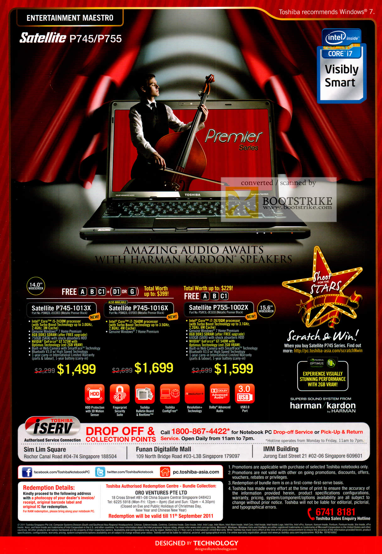 COMEX 2011 price list image brochure of Toshiba Notebooks P745 P755 1007X 1008X 1001X Harman Kardon