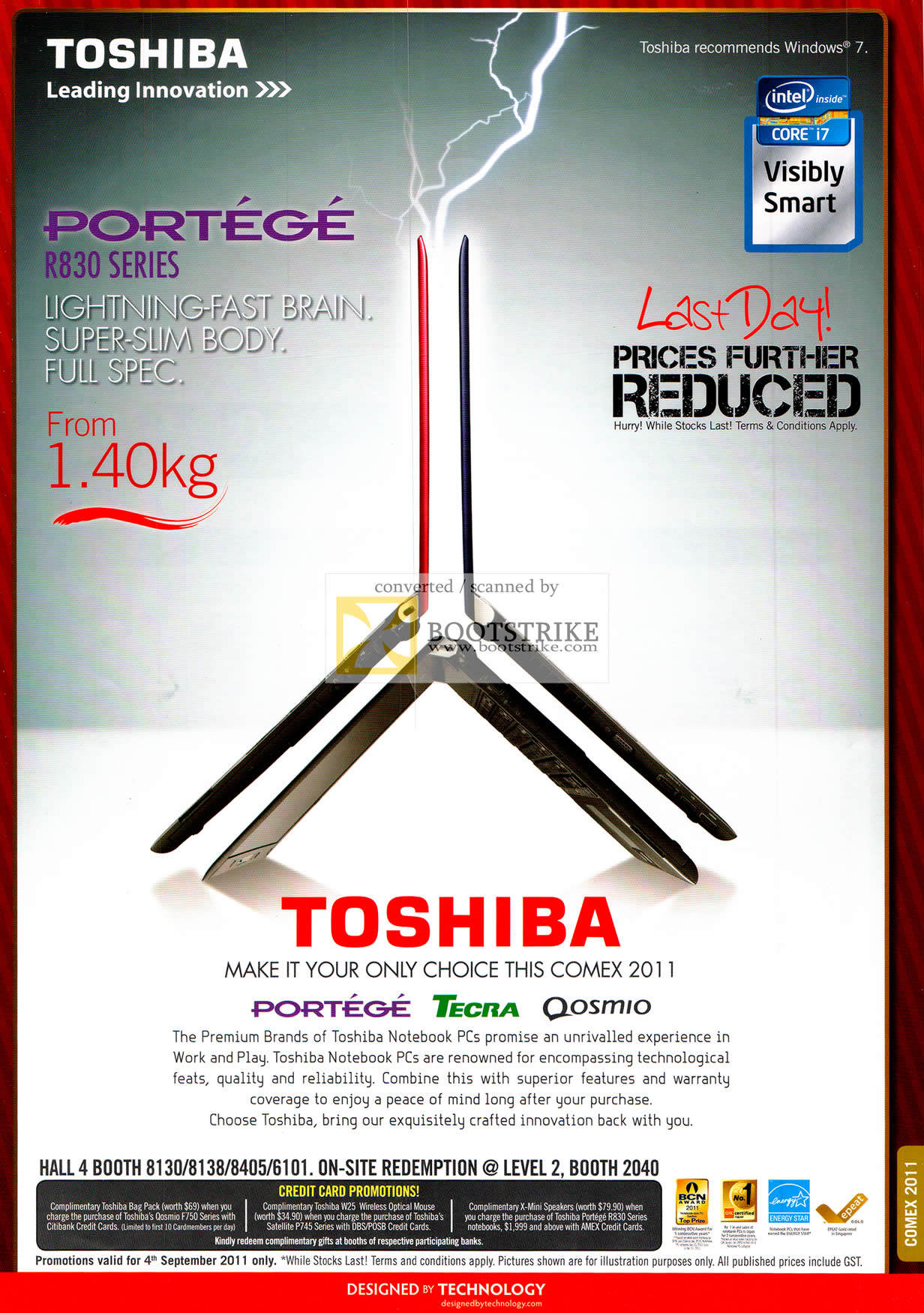COMEX 2011 price list image brochure of Toshiba Notebooks Portege R830 Tecra Qosmio