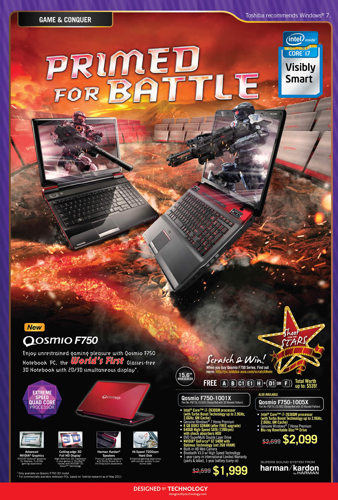 COMEX 2011 price list image brochure of Toshiba Notebooks Qosmio F750 Gaming 1001X 1005X