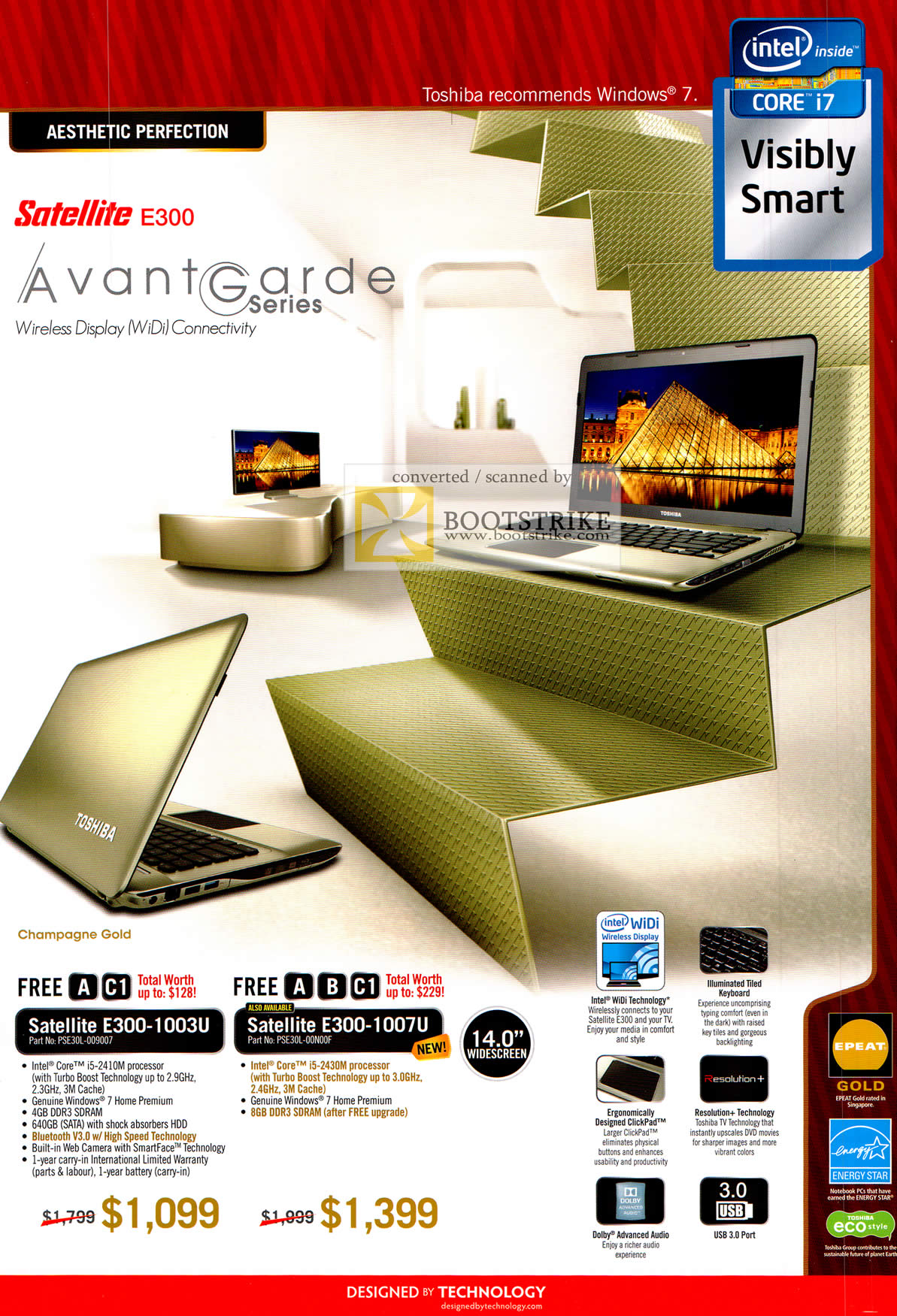 COMEX 2011 price list image brochure of Toshiba Notebooks Satellite E300 AvantGarde Widi E300-1003U