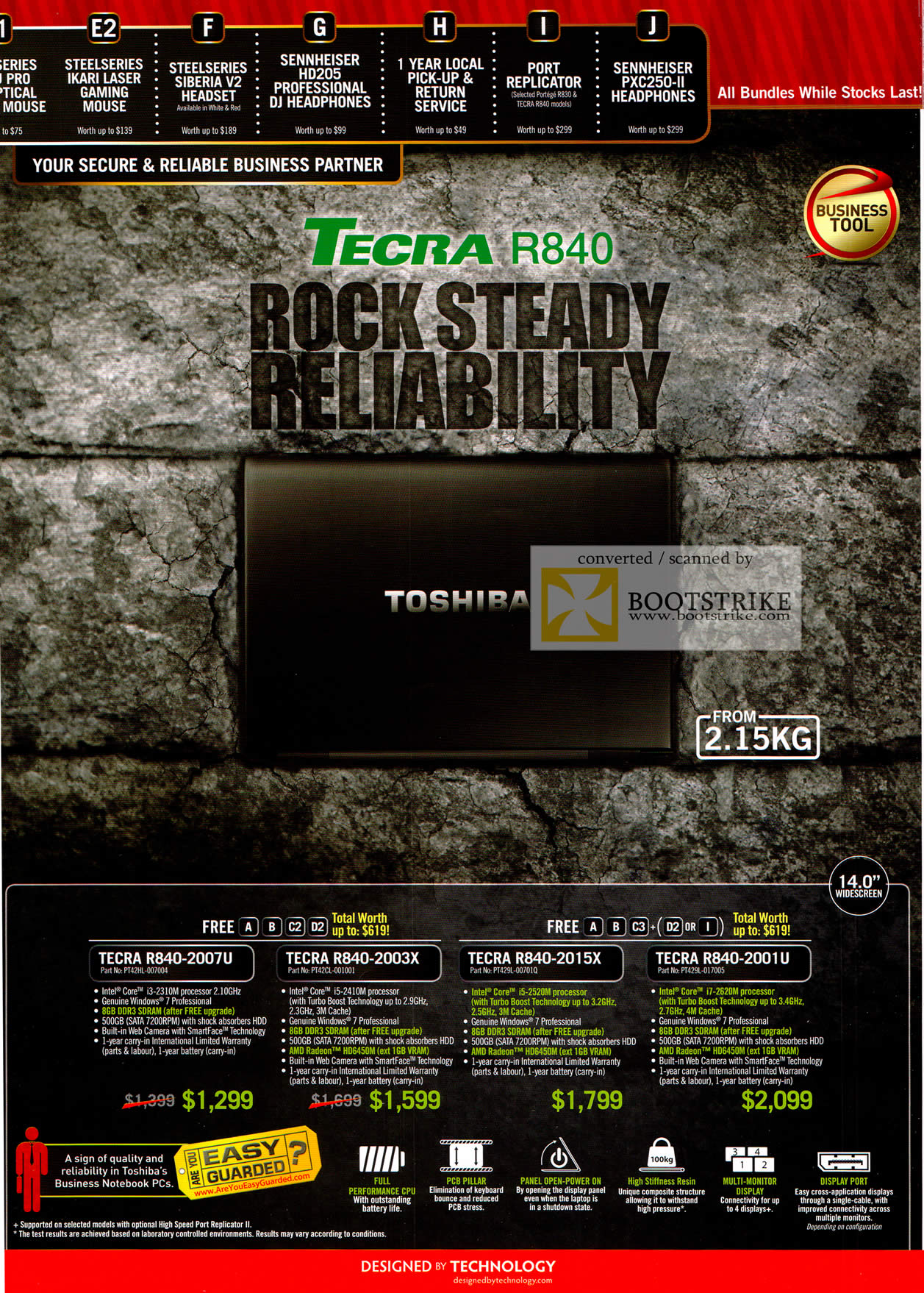 COMEX 2011 price list image brochure of Toshiba Notebooks Tecra R840-2007U 2003X 2015X 2001U