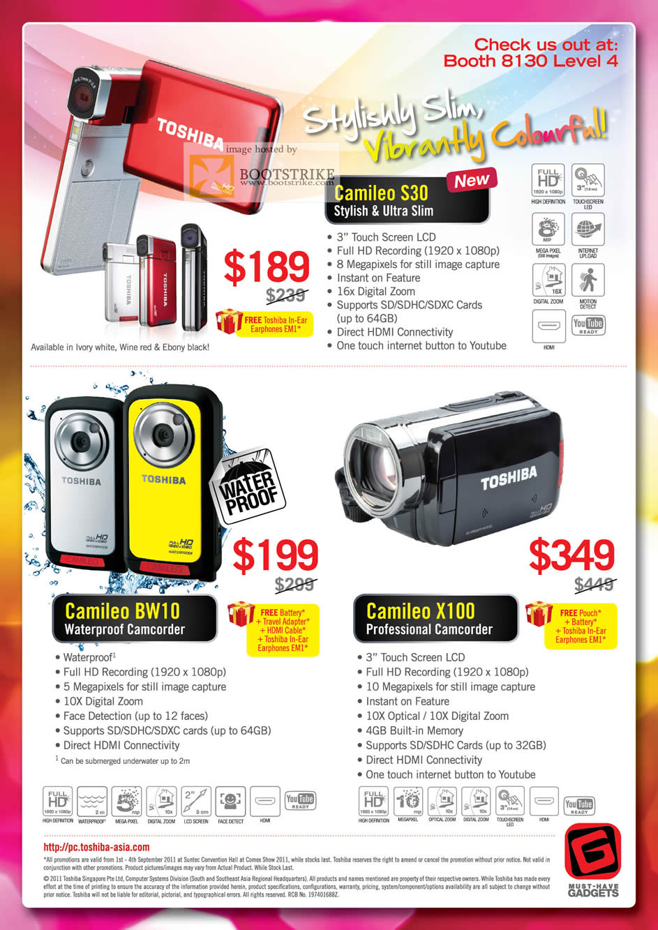 COMEX 2011 price list image brochure of Toshiba Video Camcorder Camileo S30 BW10 X100