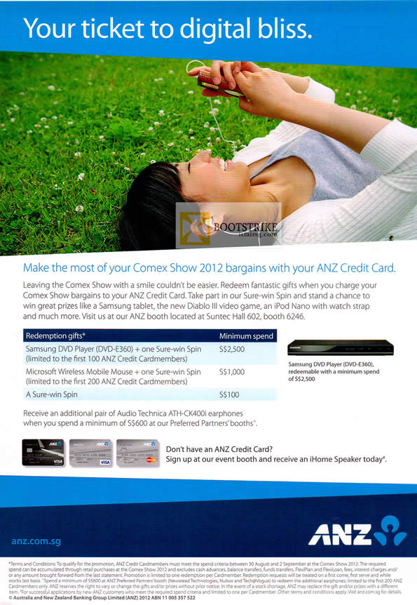 COMEX 2012 price list image brochure of ANZ Credit Card Redemption Gifts, Sure Win Spin